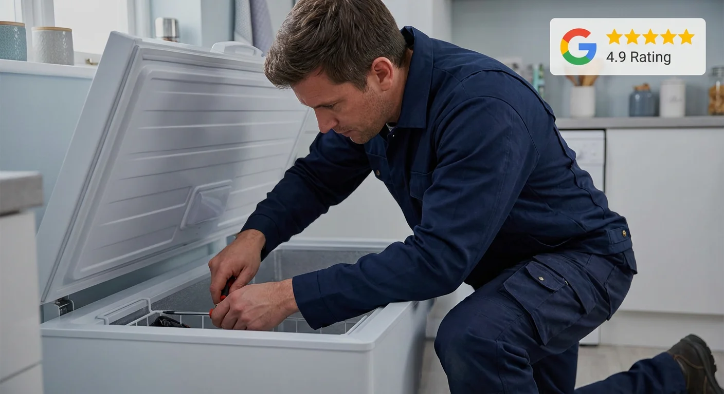 Certified technician repairing a freezer unit in Niagara Falls
