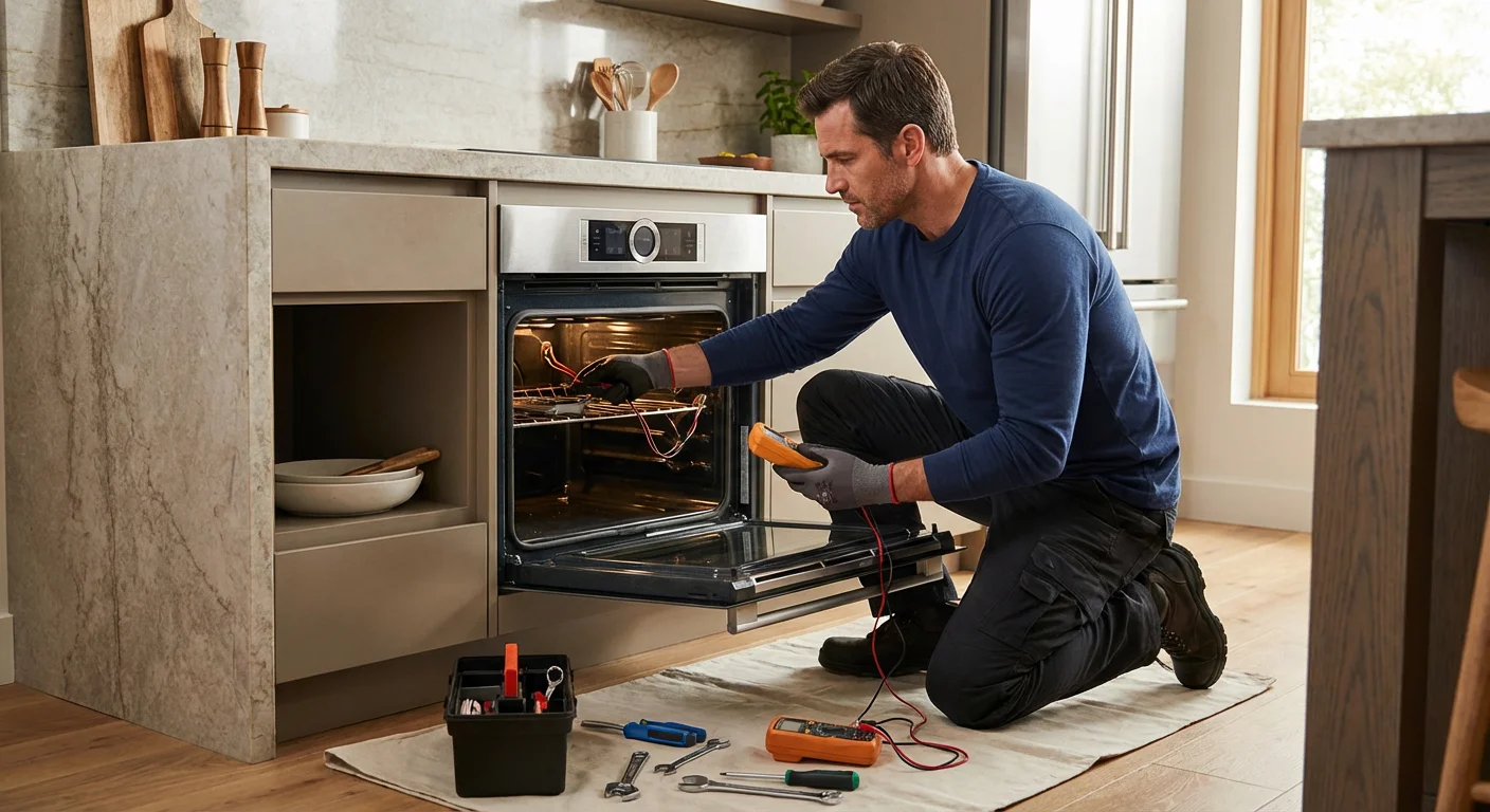 Certified technician repairing an oven in Niagara Falls